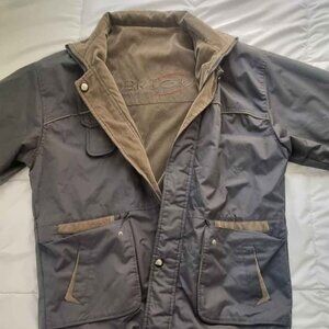 BRICK Men's 2-in-1 Field Jacket – Removable Inner Lining, Dark Gray & Beige